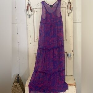 Purple and Pink Patterned Maxi Swimsuit Cover NWOT